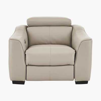 Furniture Village Elixir Leather Battery Recliner Armchair - Grey- World of Leather