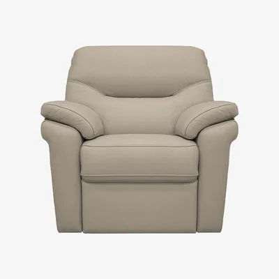Furniture Village G Plan - Seattle Leather Power Recliner Armchair with Power Lumbar - Oxford Mushroom