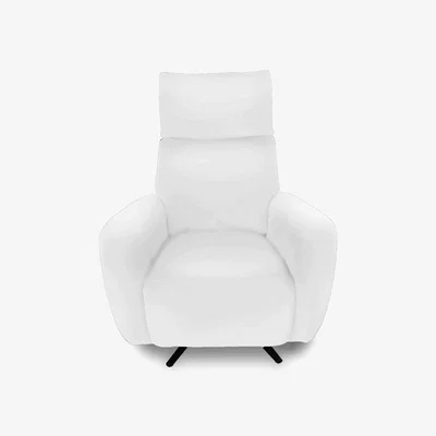 Furniture Village Designer Chair Collection Granada BV Leather Power Recliner Swivel Chair with Massage Feature - BV Star White