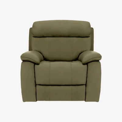 Furniture Village World of Leather - Moreno NC Leather Armchair with Manual Recliner - Olive Green - Sofas and Armchairs