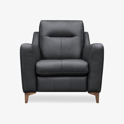Furniture Village G Plan - Arlo Leather Chair - Cambridge Pet Blue with Walnut Feet
