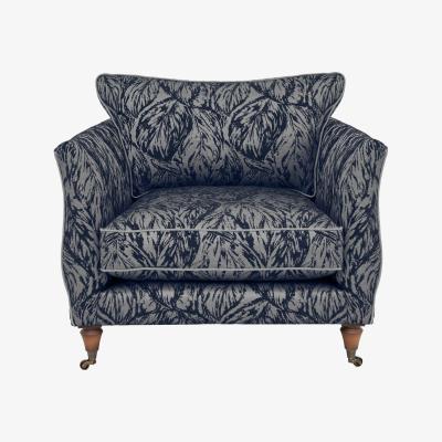 Furniture Village Boutique Chatterley Chair - Canopy Midnight with Walnut Castors