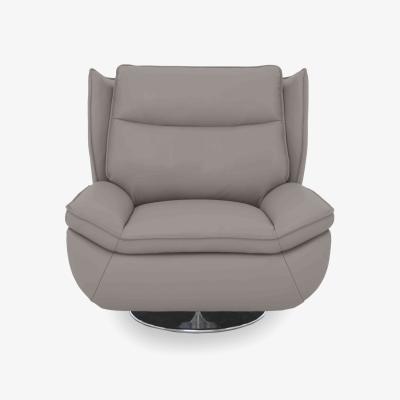 Furniture Village Vinny Leather Swivel Chair - New Grey