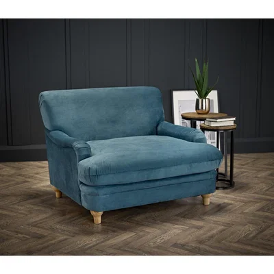 Furniture123 Plumpton Blue Velvet Armchair - LPD