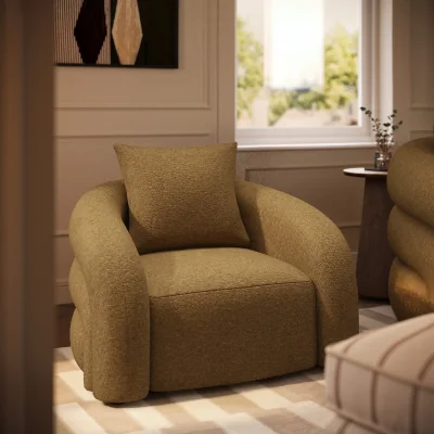 Furniture123 Caramel Brown Chenille Armchair - Zuri