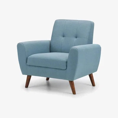 Furniture123 Monza Armchair in Blue Fabric with Wooden Legs - Julian Bowen