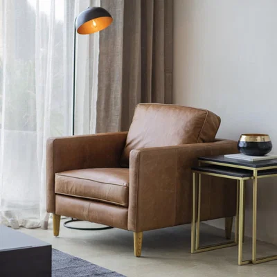 Furniture123 Osborne Armchair in Vintage Brown Leather - Caspian House