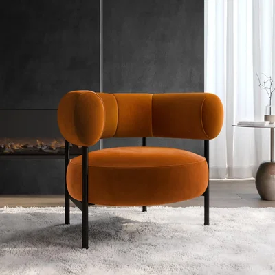 Furniture123 Rust Velvet Curved Armchair - Romy