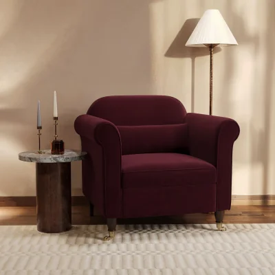 Furniture123 Burgundy Velvet Armchair - Ramona