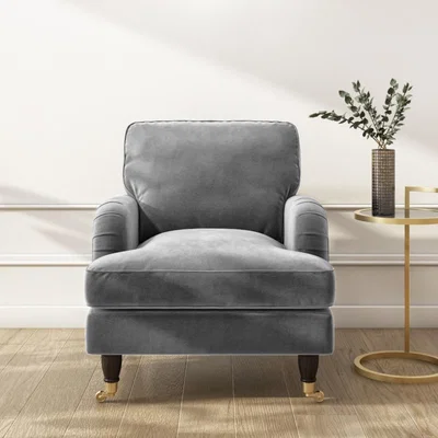 Furniture123 Silver Grey Velvet Armchair - Payton