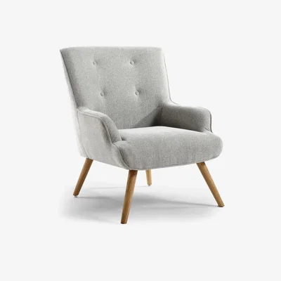 Furniture123 Upholstered Armchair in Silver Grey Fabric - Shankar