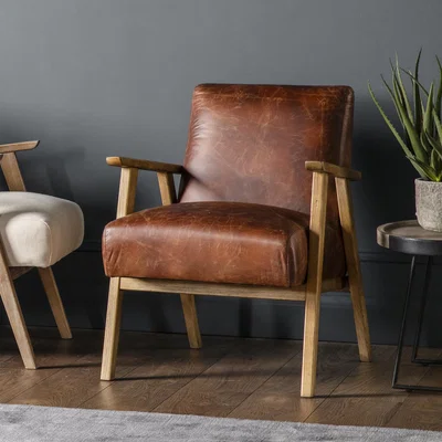 Furniture123 Gallery Neyland Armchair in Vintage Brown Leather