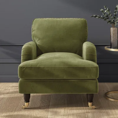 Furniture123 Olive Green Velvet Armchair - Payton