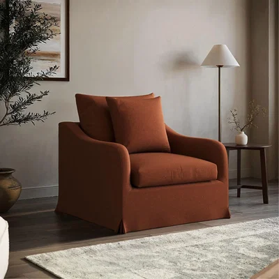 Furniture123 Rust Woven Fabric Slipcover Armchair - Eliza
