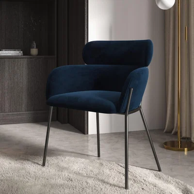 Furniture123 Navy Velvet Curved Armchair - Isla