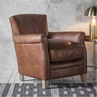 Furniture123 Brown Leather Armchair - Caspian House