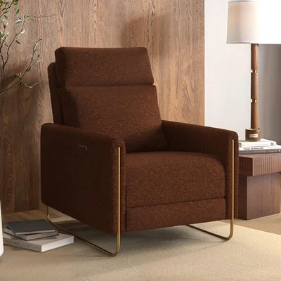 Furniture123 Brown Chenille Electric Recliner Chair with USB - Joni