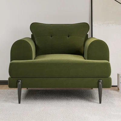 Furniture123 Olive Green Velvet Armchair - Rosie
