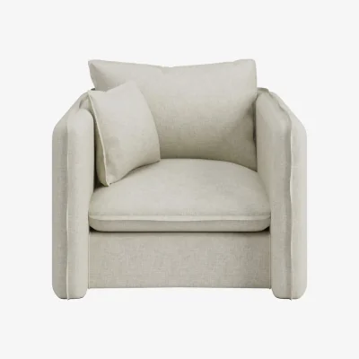 Furniture123 Cream Linen Look Armchair - Lorelai