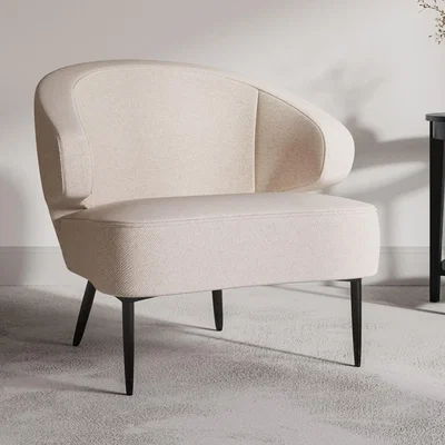 Furniture123 Beige Fabric Armchair with Black Metal Legs - Tyler