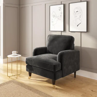 Furniture123 Charcoal Grey Velvet Armchair - Payton