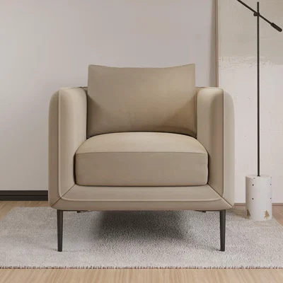 Furniture123 Beige Velvet Armchair - Lenny