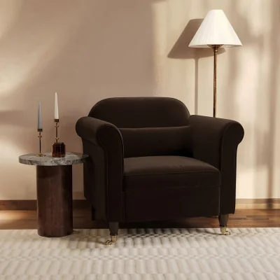 Furniture123 Chocolate Brown Velvet Armchair - Ramona