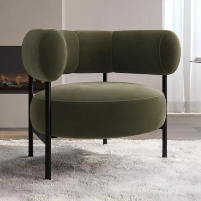 Furniture123 Green Velvet Curved Armchair - Romy