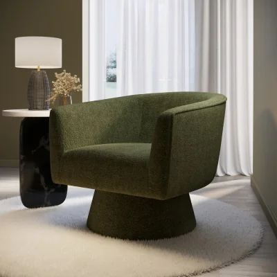 Furniture123 Green Boucle Swivel Nursing Chair - Cairo