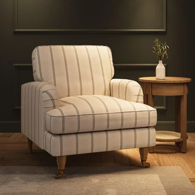 Furniture123 Cream Chenille Grey Striped Armchair - Payton