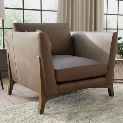Furniture123 Mink Real Leather Armchair - Adley