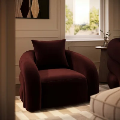 Furniture123 Deep Red Velvet Armchair - Zuri