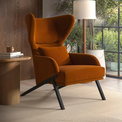 Furniture123 Burnt Orange Velvet Accent Chair - Clarence