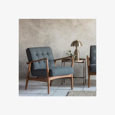 Furniture123 Humber Fabric Armchair Dark Grey Linen - Caspian House