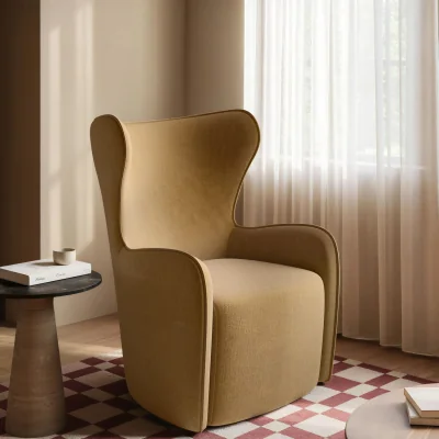 Furniture123 Yellow Chenille Highback Accent Chair - Paloma