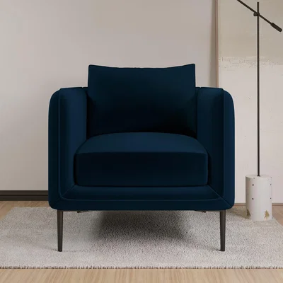 Furniture123 Navy Velvet Armchair - Lenny