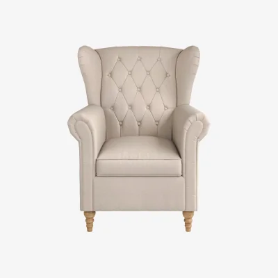 Furniture123 Beige Woven Fabric Wingback Armchair - Martha