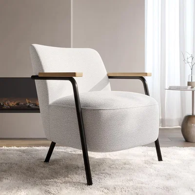 Furniture123 Cream Boucle Scandi Armchair - Freya