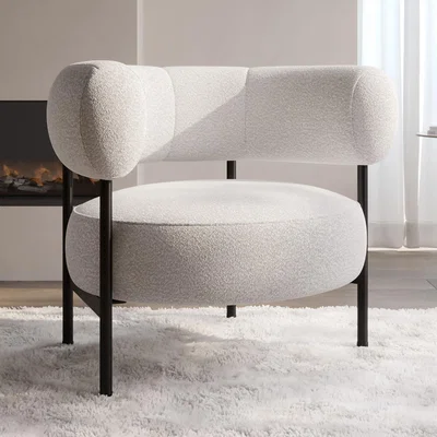 Furniture123 Cream Boucle Curved Armchair - Romy