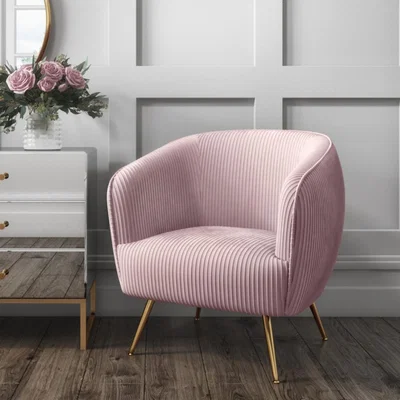 Furniture123 Baby Pink Velvet Tub Armchair with Pleated Detail