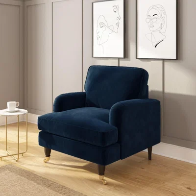 Furniture123 Navy Blue Velvet Armchair - Payton