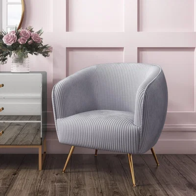 Furniture123 Silver Grey Velvet Tub Armchair with Pleated Detail