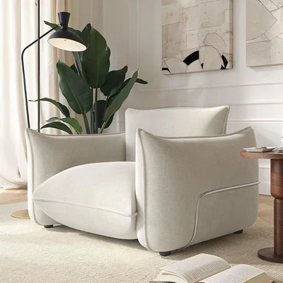 Furniture123 Beige Chenille Armchair - Santo