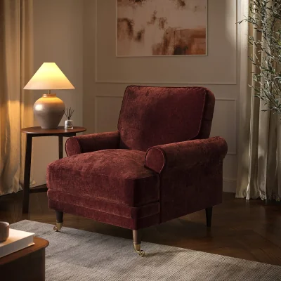 Furniture123 Berry Brown Chenille Feather-Filled Armchair  Payton Heritage