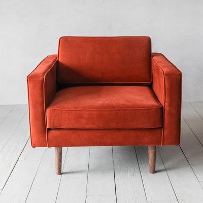 Graham & Green Oscar Burnt Orange Velvet Armchair