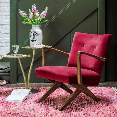 Graham & Green Graham and Green Axel Raspberry Velvet Armchair