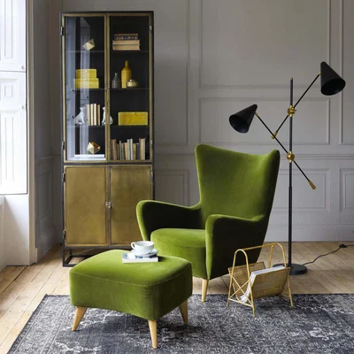 Graham & Green Graham and Green Elsa Footstool - Grey Classic Velvet
