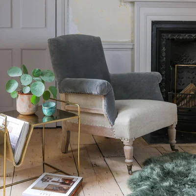 Graham & Green Stanley Deconstructed Velvet and Linen Armchair