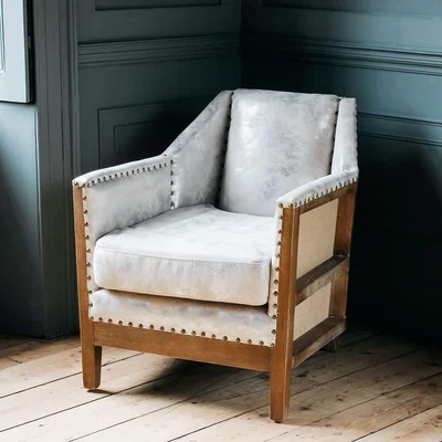 Graham & Green Hoxton Silver Leather Armchair