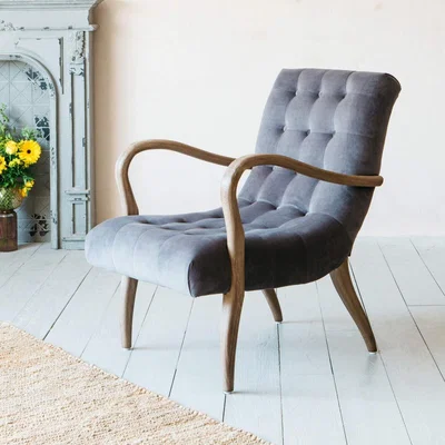 Graham & Green York Grey Velvet Armchair